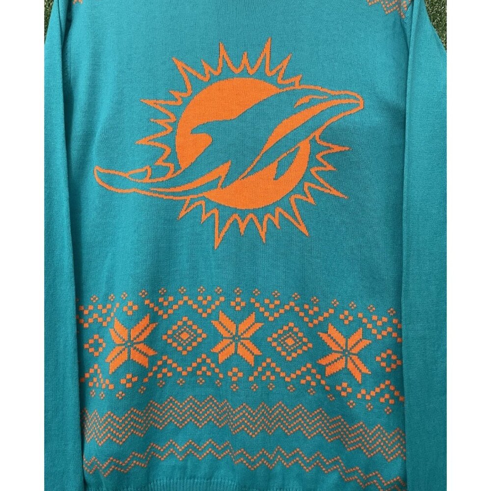 NFL Apparel FOCO Winter Ugly Sweater XMAS Knit Pullover Miami Dolphins Medium - Picture 2 of 11